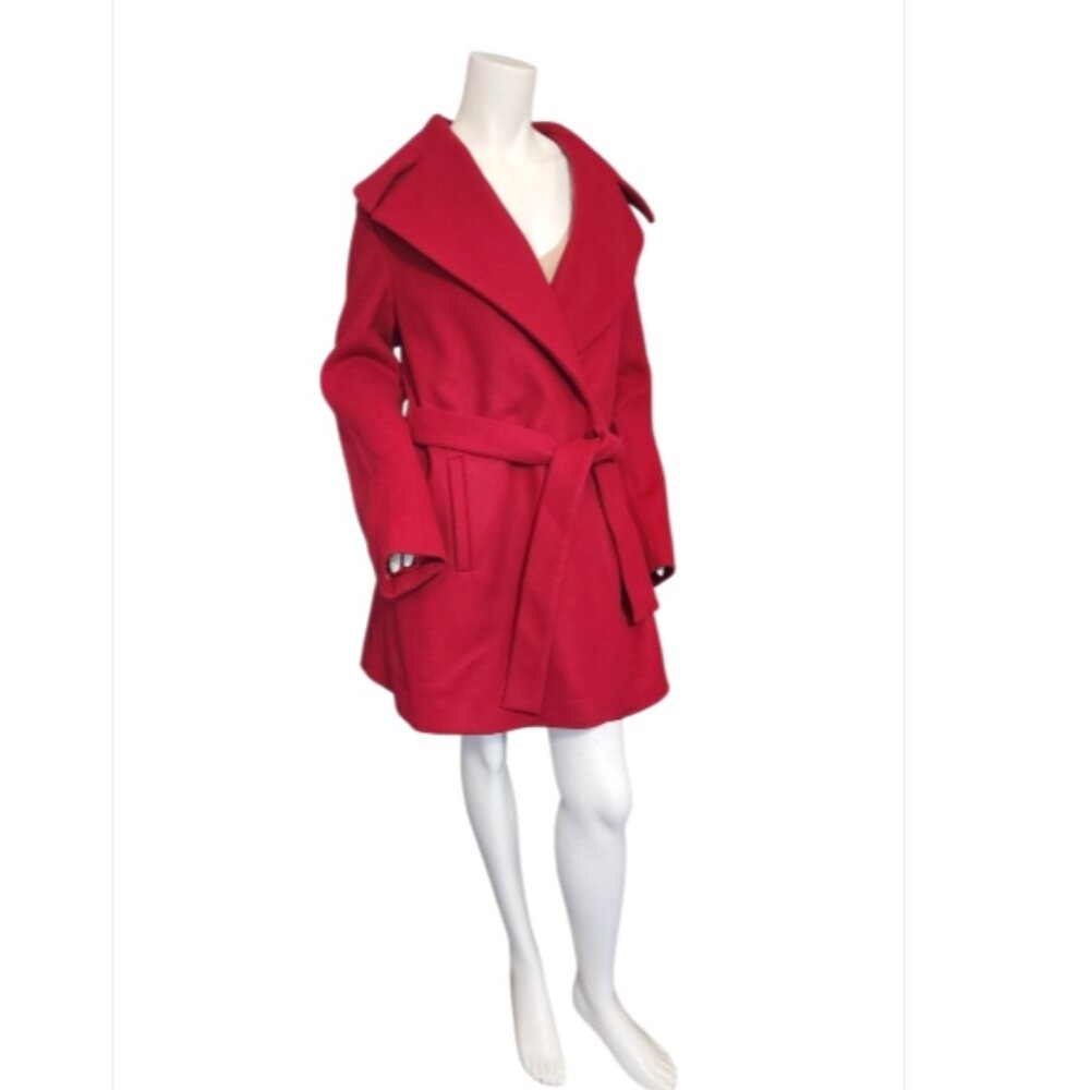 Trina Turk Wide Notched Collar Belted Wool Coat Lined Jacket - Picture 6 of 12